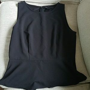 Black Ann Taylor shirt with peplum flair at bottom